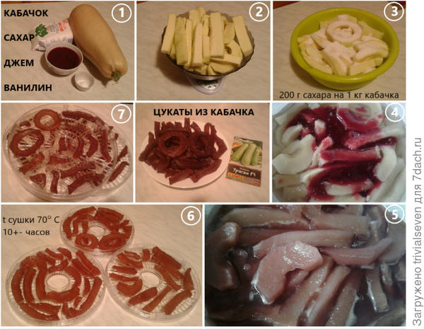 Рецепт цукатов из кабачка