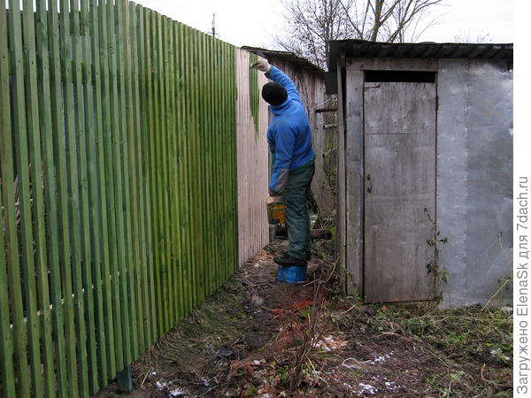 Красим забор в 4 руки...