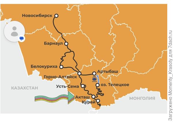 Акташ на карте Сибири и Алтая