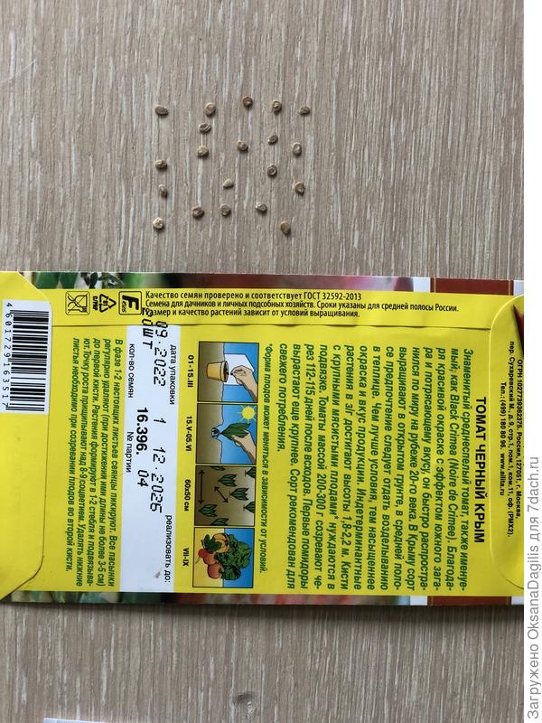Количество семян Чёрный Крым