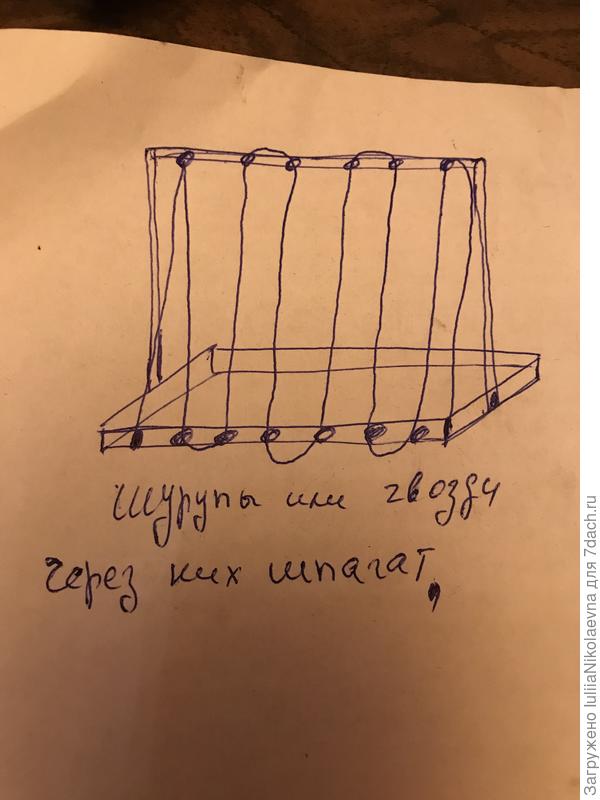 Через эти шурупы змейкой натягивала прочную веревку, по ней и пускала плети. Получался шалаш из огурцов.