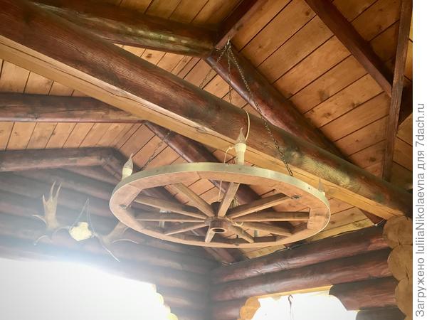 Вот этот светильник брат мне на День Рождения сделал в беседку. Оно большое, диаметр почти метр.