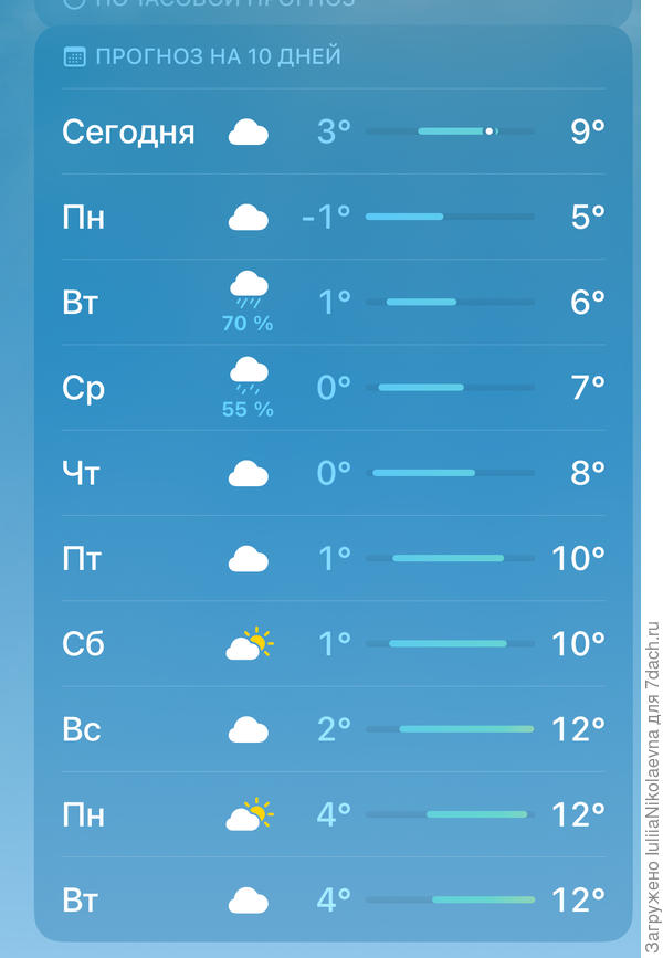 Прогноз на 10 дней