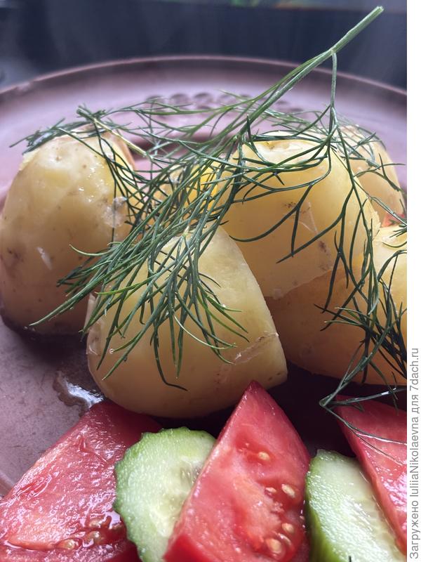 Но какая же она вкусная молодая картошка. Я вообще картошки очень мало ем, но первая выкопанная вкуснее всяких ананасов с манго😊