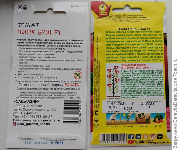 Томаты Пинк Буш и Пинк Босс