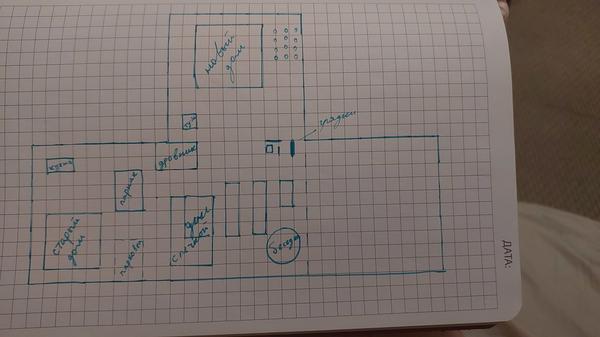 Три дома ,четыре парника ,зона грядки, древних, уличный туалет и вольер для собак