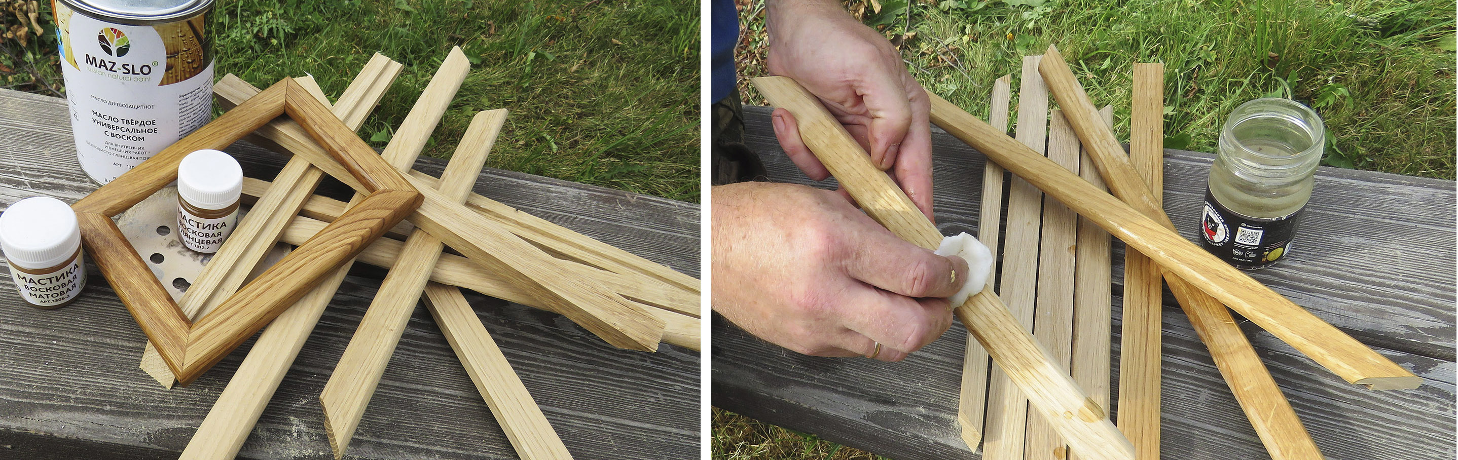 Смачиваем и высушиваем детали рамки, чтобы поднять ворс. Фото автора